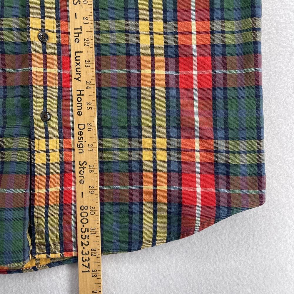 LL BEAN Shirt Mens M Scotch Plaid Flannel Slightly Fitted Button Down Red Green - Picture 12 of 14